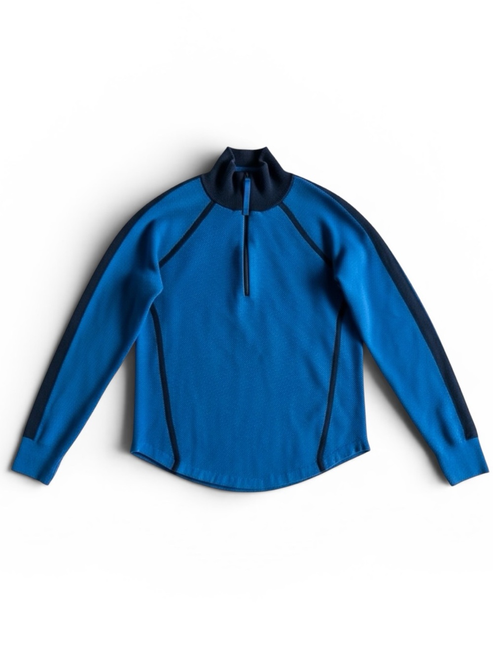 LL Bean Merino Wool Blend Quarter Zip Sweater Blue Pullover Small